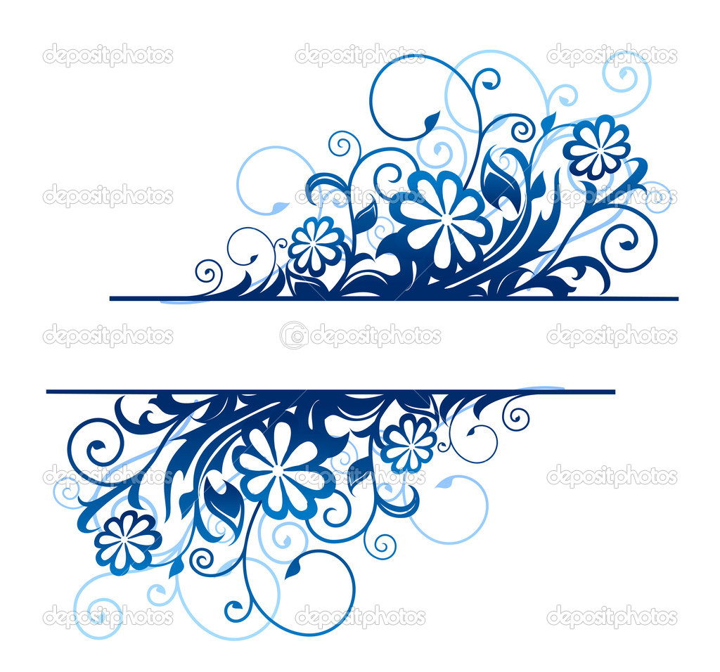 Blue Flower Floral Border