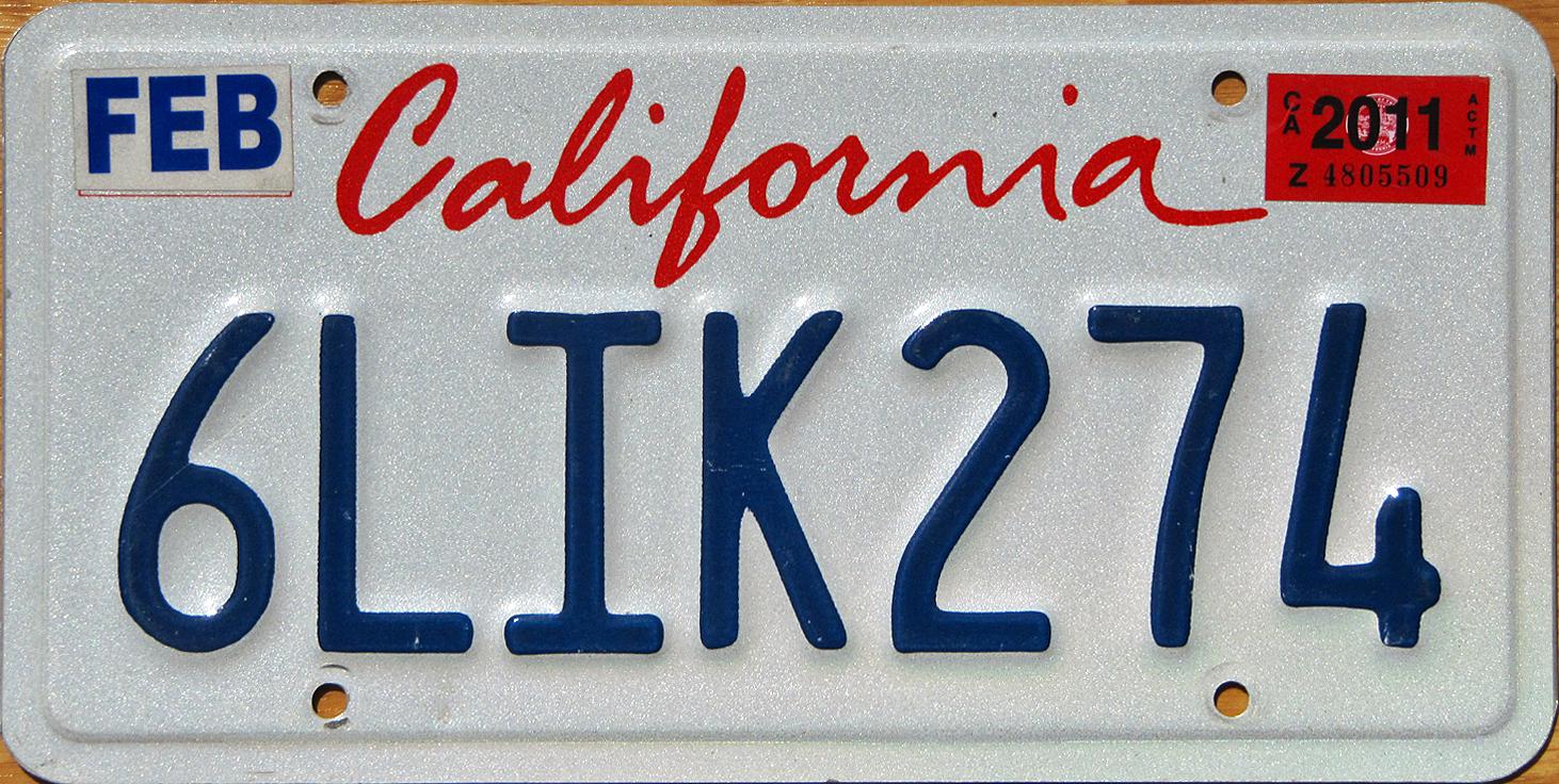 California License Plate