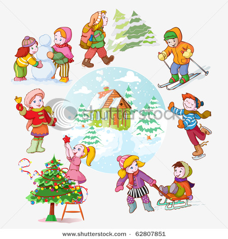 Cartoon Winter Activities