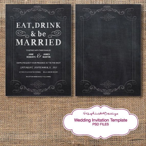 Chalkboard Wedding Invitation Template