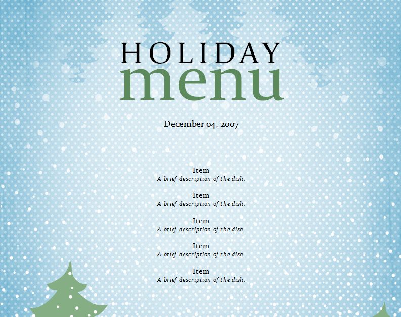 Christmas Holiday Menu Templates