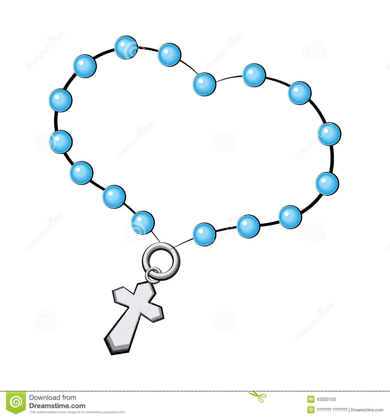 Cross with Rosary Beads Clip Art