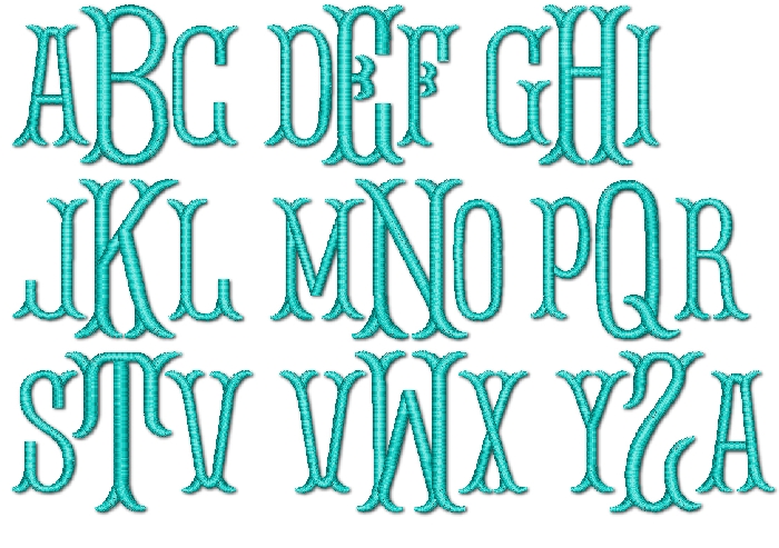 Fishtail Embroidery Monogram Font