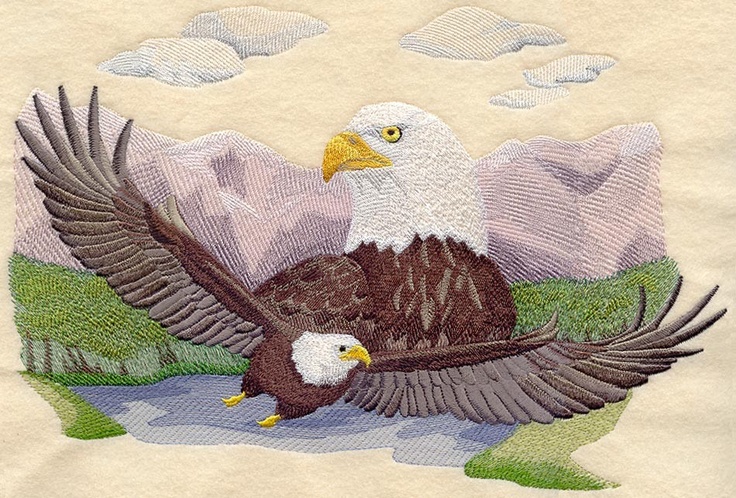 Flying Eagle Embroidery Design