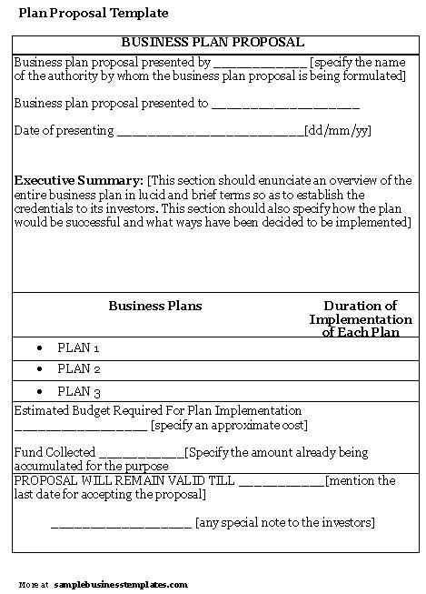 Free Business Proposal Plan Template