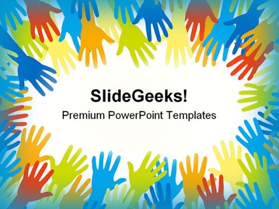 Free PowerPoint Templates Colorful Hands Borders