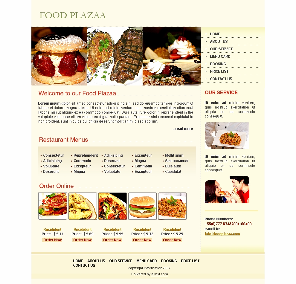 Free Website Templates Food