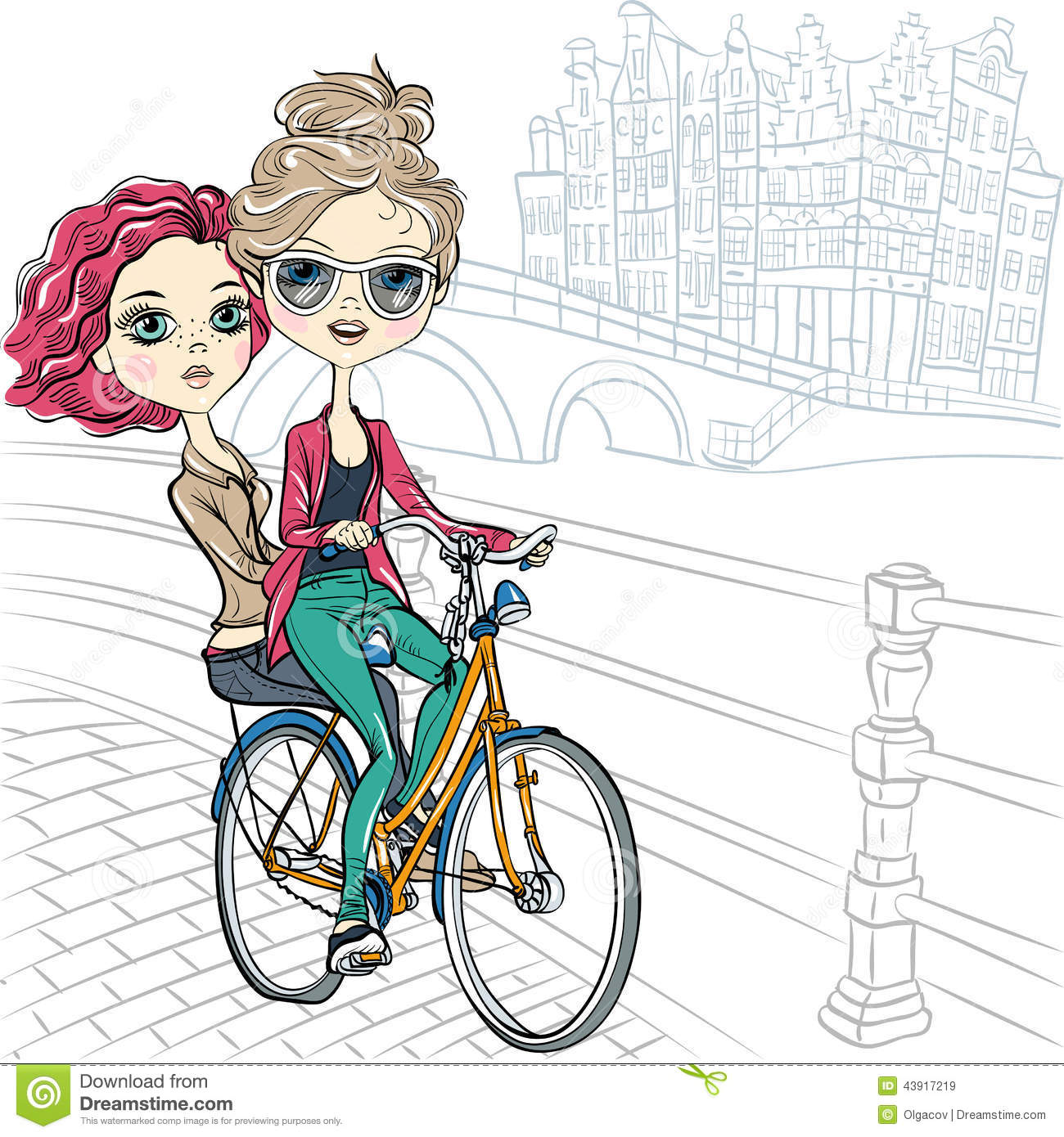 Girl On Bike Vector