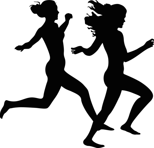 Girl Running Silhouette Vector Free