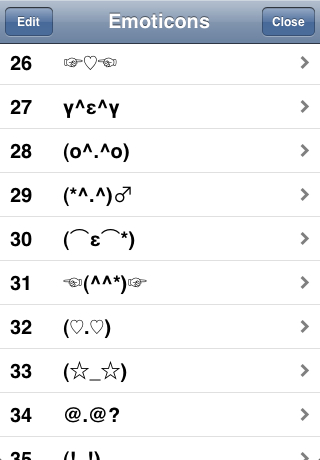 iPhone Text Emoticons Symbols