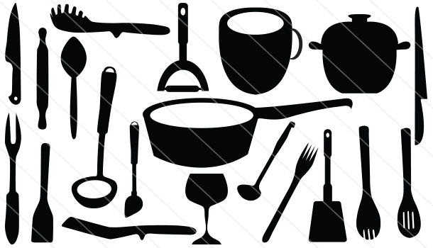 Kitchen Tools Silhouette Vector