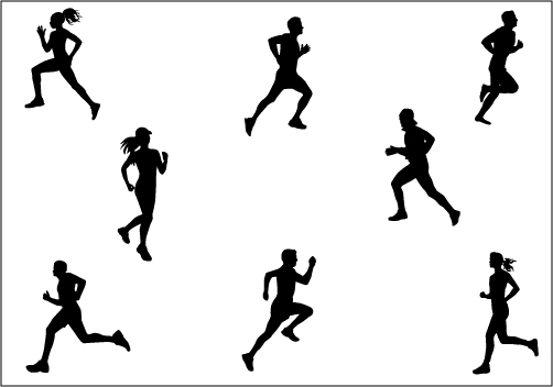 Marathon-Running Silhouette Clip Art