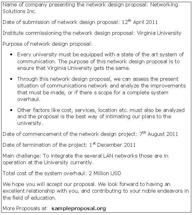 Network Design Proposal Sample