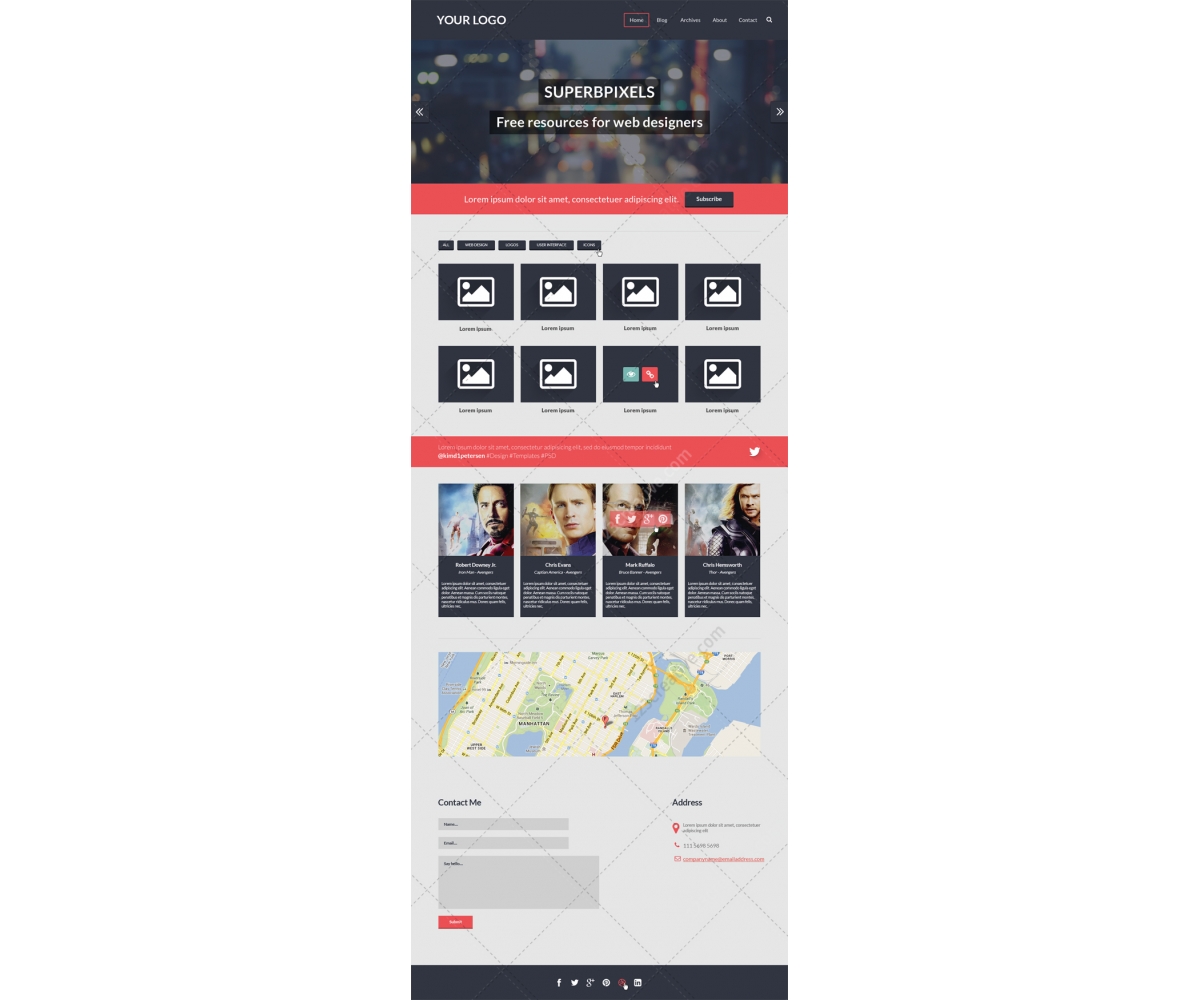 One Page Website Template Design