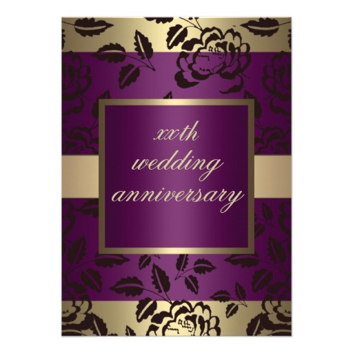 Purple and Gold Wedding Invitation