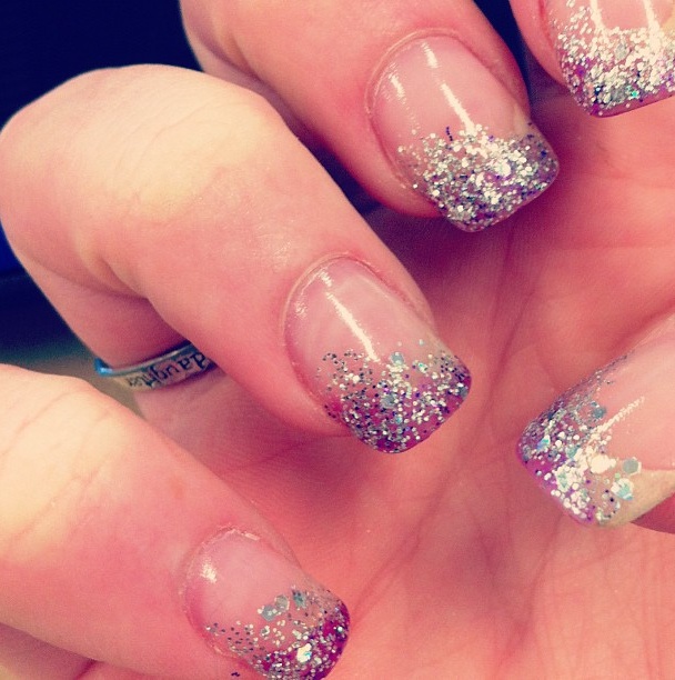 Purple Glitter French Tip Nails Purple Glitter French Tip Nails
