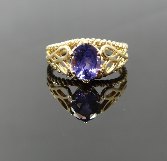 Purple Sapphire Rose Gold Ring
