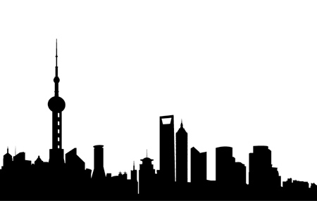 Shanghai Skyline Outline