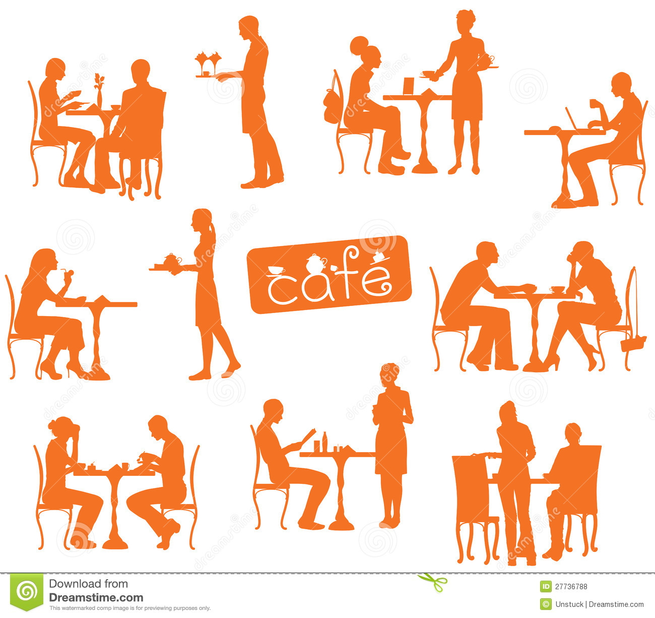 Silhouette of People Sitting in Cafe