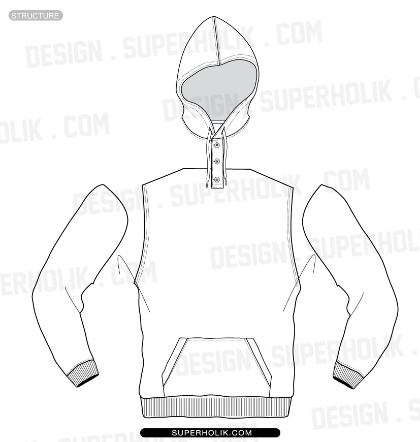 Sleeveless Hoodie Shirt Template