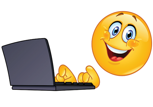 Smiley Working Hard Computer Smiley Working Hard Computer