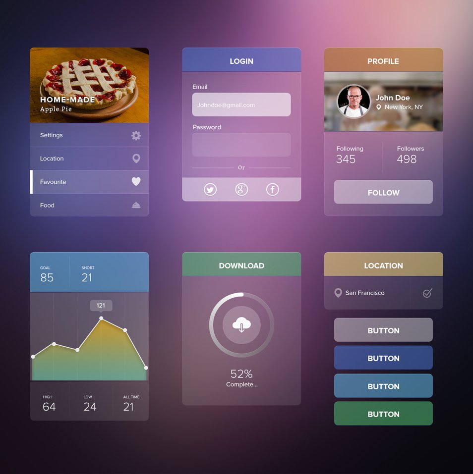 Transparent PSD Flat UI