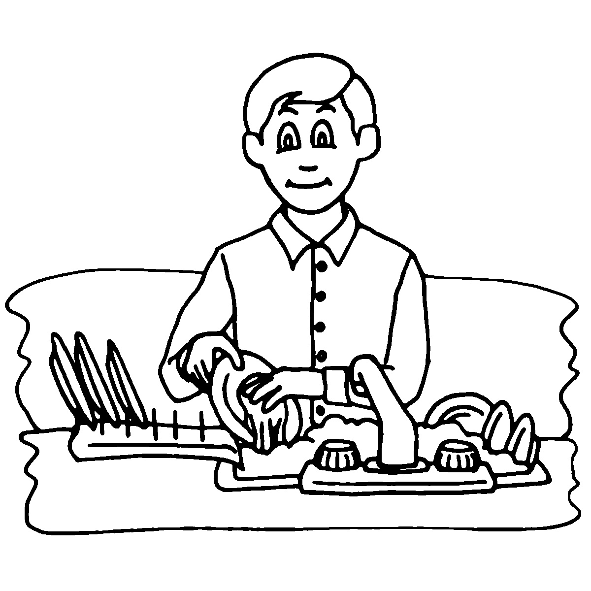 Washing Dishes Clip Art Black and White
