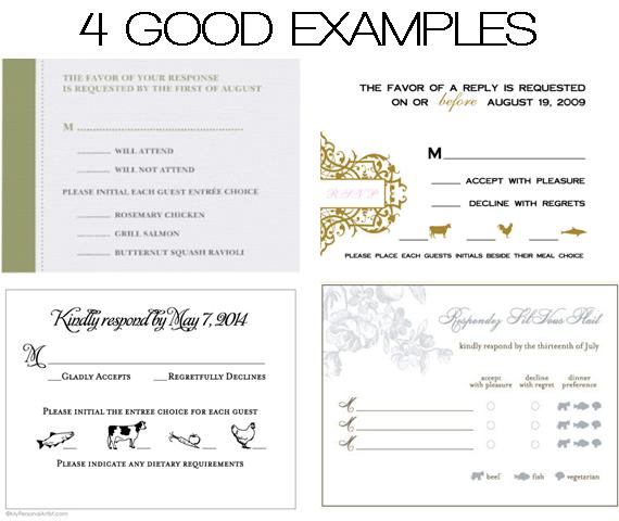 Wedding RSVP Cards with Meal Choices