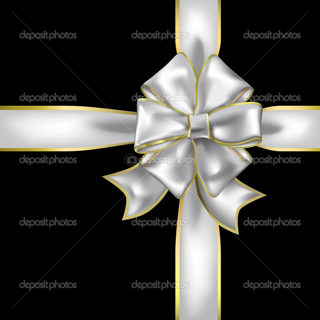 White Ribbon Bow Vector