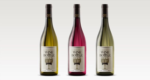 19 PSD Wine Bottles Images