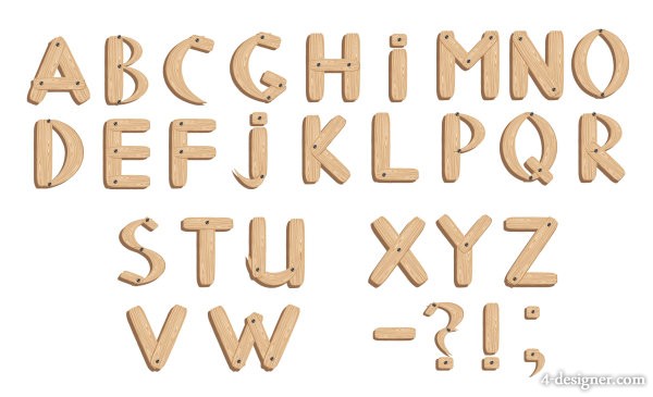 Wood Grain Font Letters