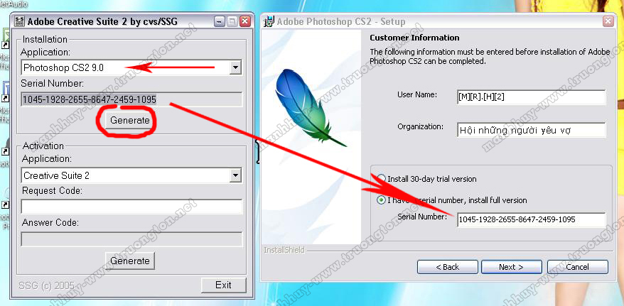 serial number adobe photoshop cs2 setup