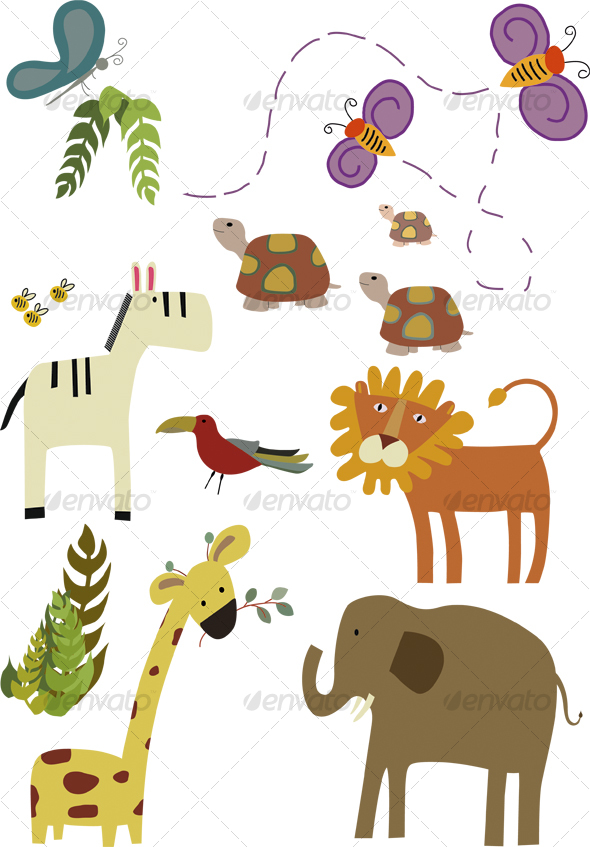 Baby Safari Animals Vector Baby Safari Animals Vector