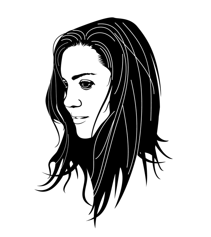 Beautiful Girl Face Black and White Vector