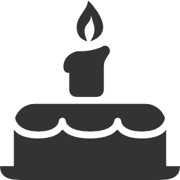 Black and White Birthday Cake Icon