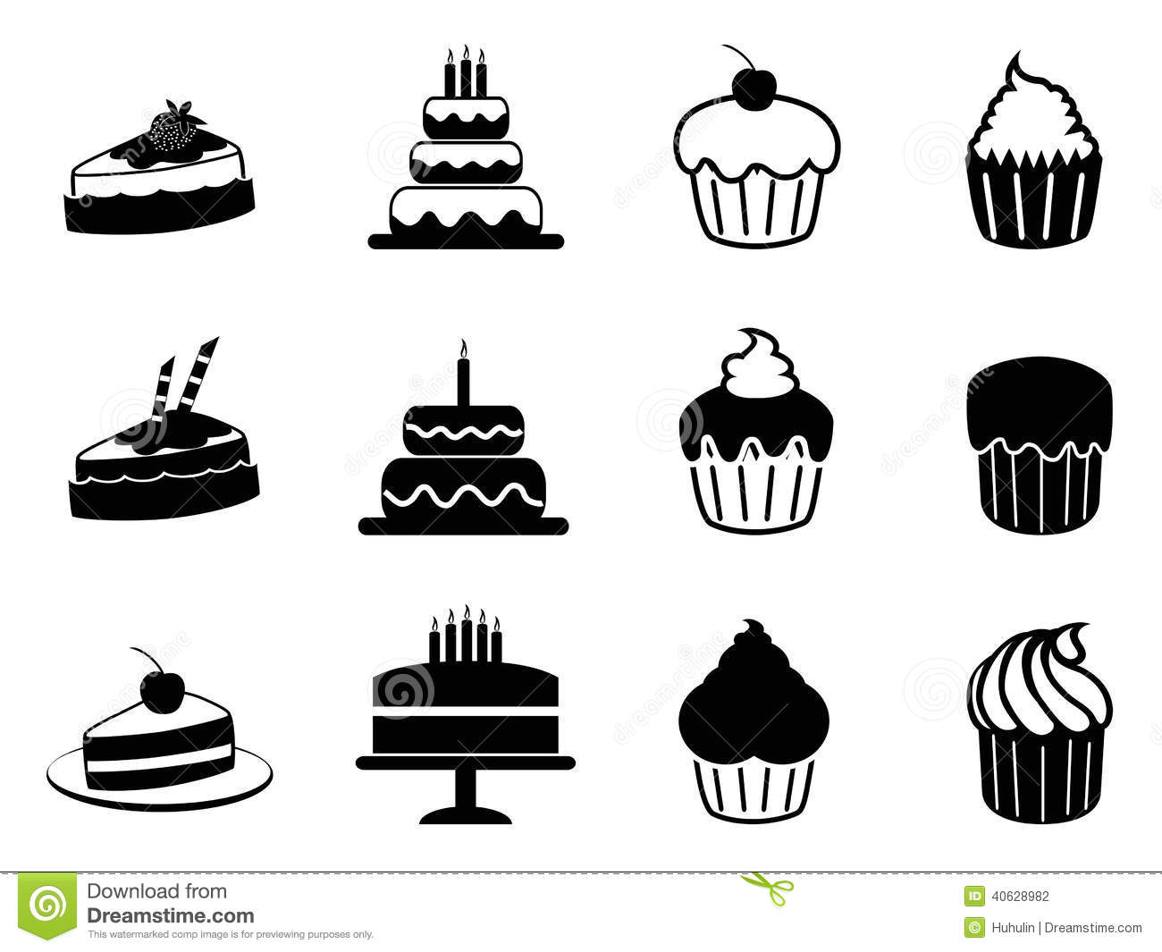 Black and White Birthday Cake Silhouette