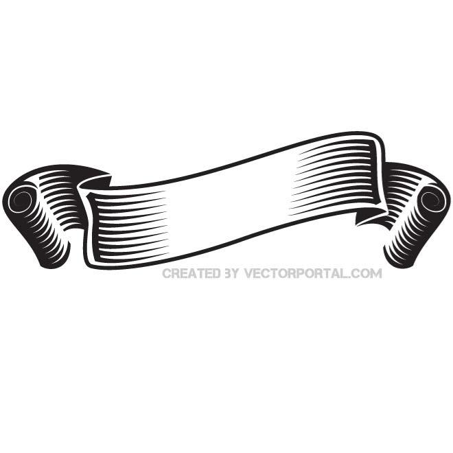 Black and White Ribbon Banner Vector