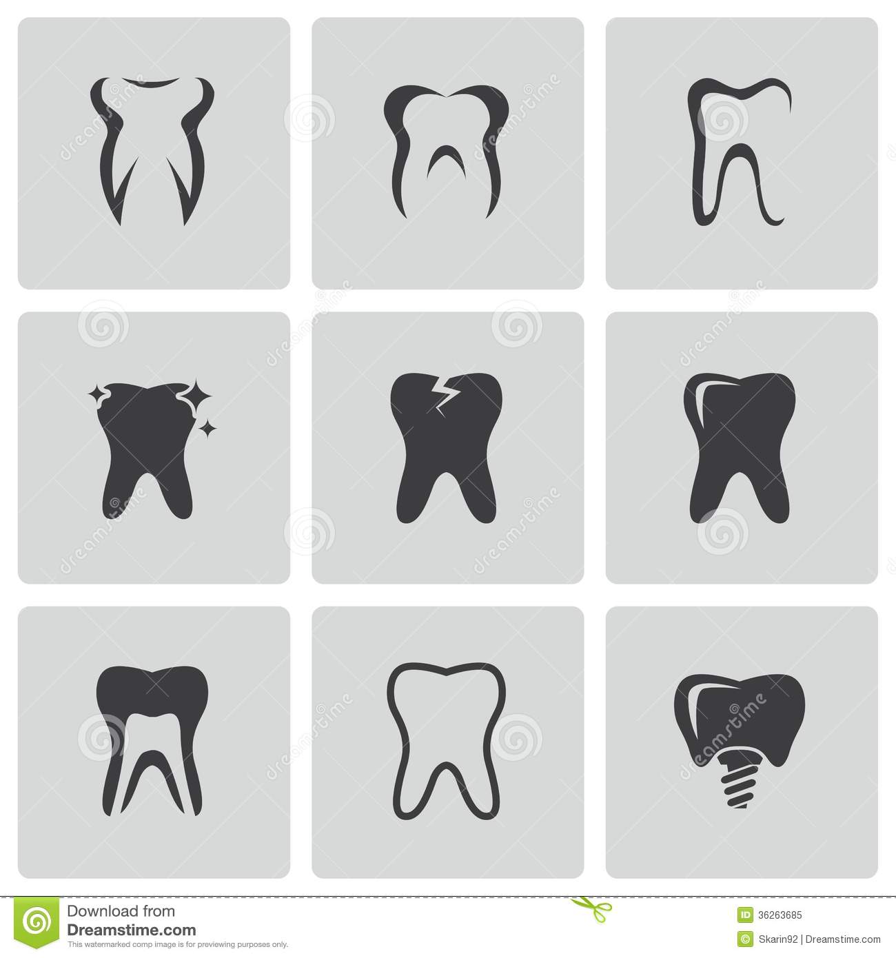 Black and White Tooth Vector
