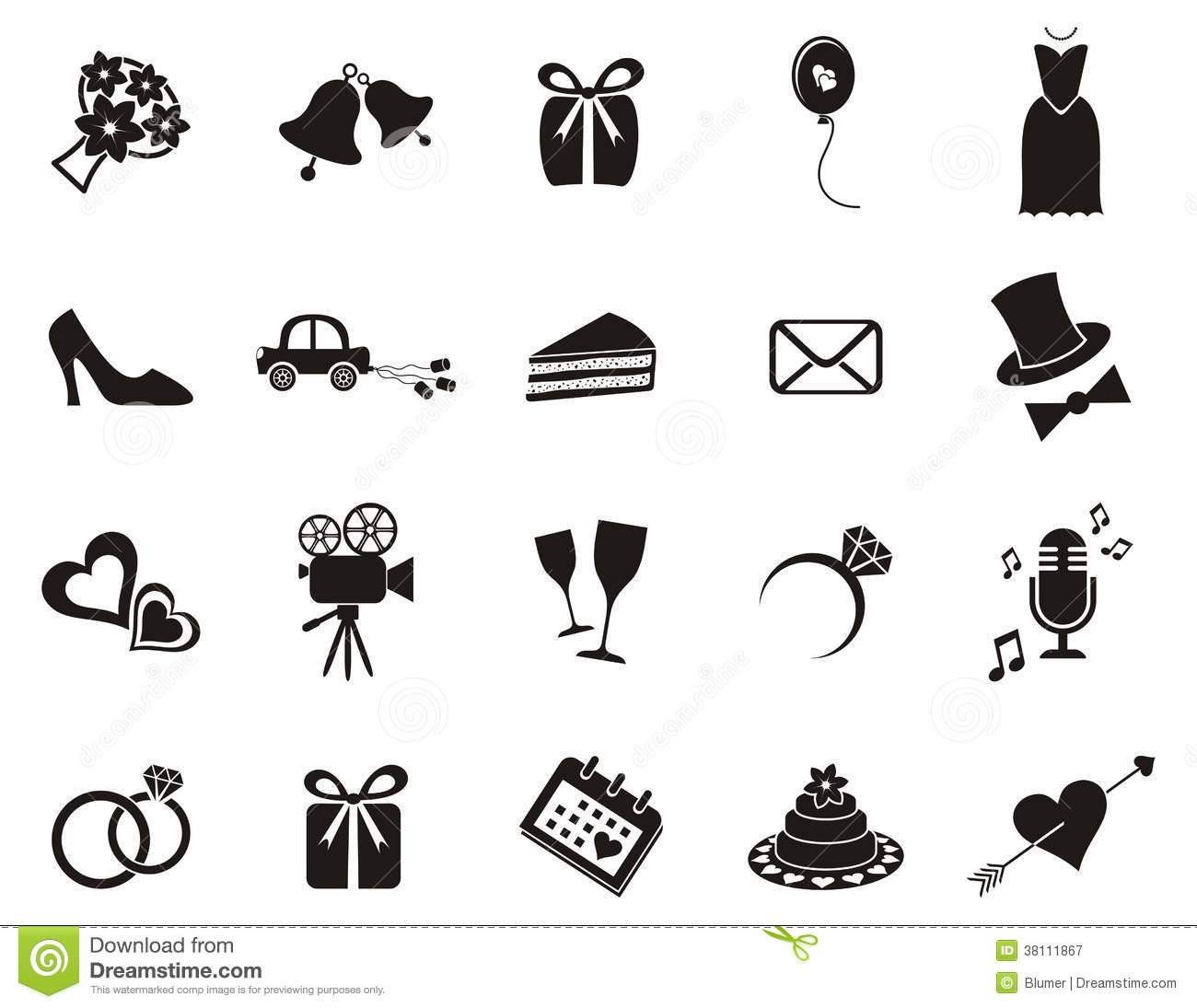 Black and White Wedding Icons