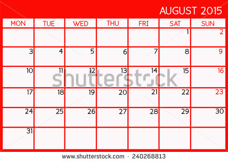 Blank Calendar August 2015