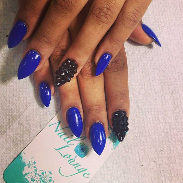 Blue Pointy Nail Designs