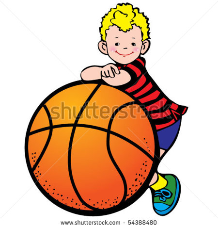 Boy with Basketball Clip Art