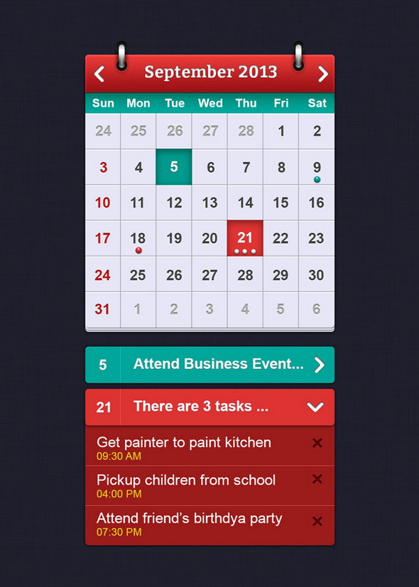 Calendar Icon PSD Template Free