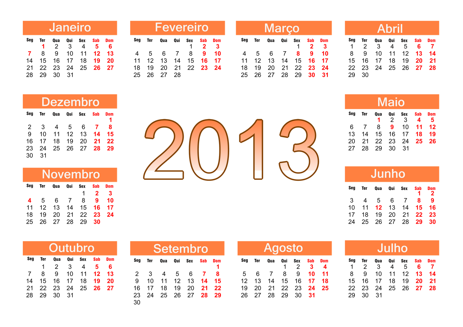 Calendario De 2016 Em Portugues