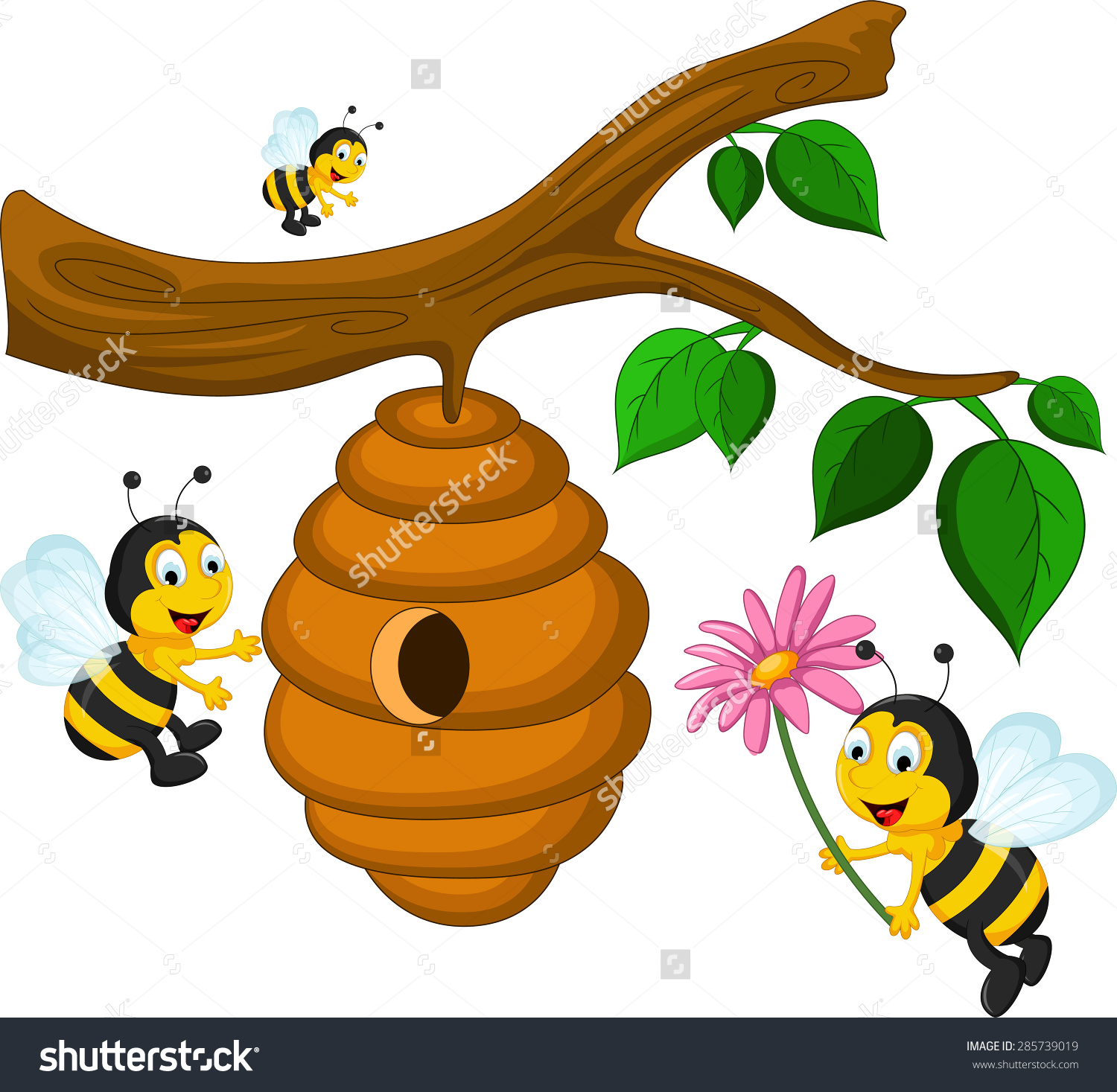 Cartoon Bee Holding Flower