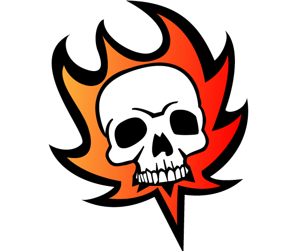 Cartoon Skull and Crossbones On Fire