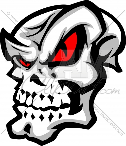 Cartoon Skull with Red Eyes