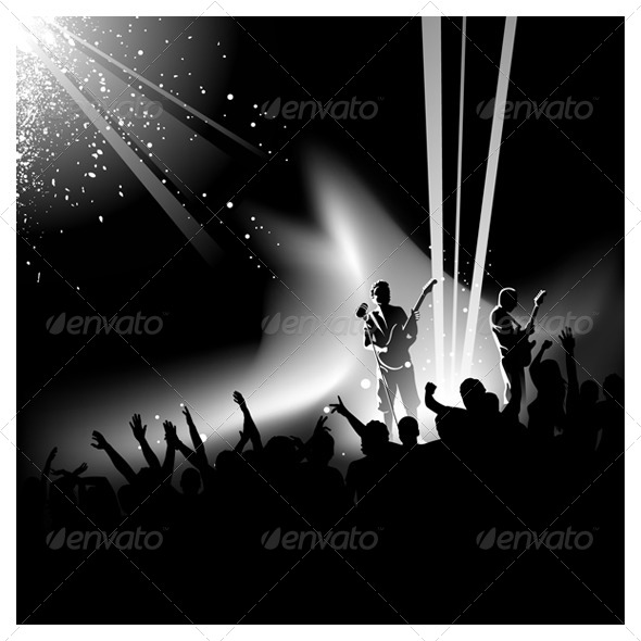 Concert Crowd Silhouette Vector Concert Crowd Silhouette Vector