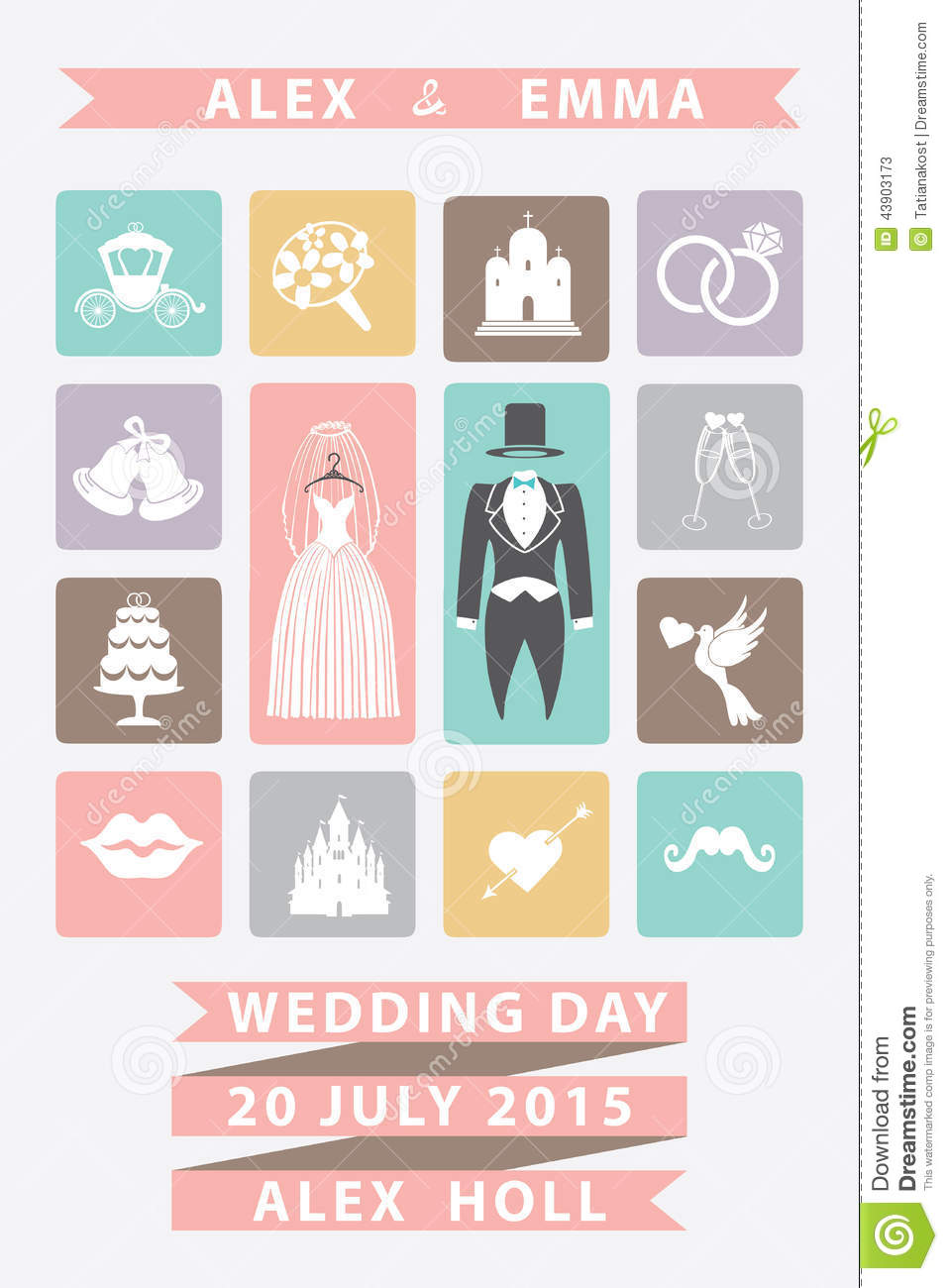 Cute Wedding Invitation Icons