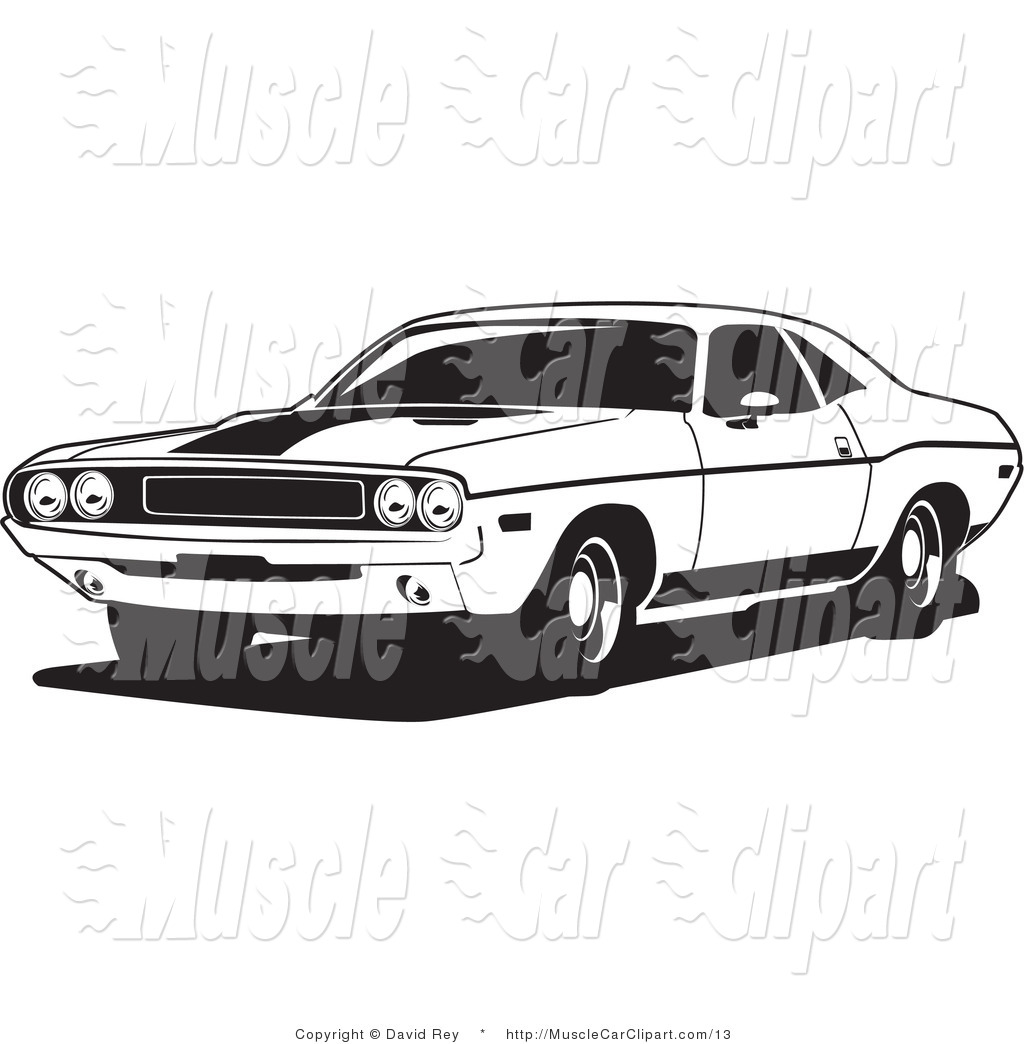 Dodge Challenger Car Black and White Clip Art